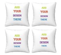 4Pcs Personalised Cushion Cover 40x40cm Double-Sided Printing Custom Pillowcases with Photo Text, Personalised Photo Pillow Cover Sofa Home Décor Personalised Gift Birthday Wedding Anniversary