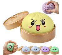 4pcs Personalised Squeeze Dough Ball Custom with Text/Logo/Picture,Colorful Dumpling Glitter Stress Balls Fidget Sensory , Soft Squeeze Decompression with Food Steamer Stretchy Desk Toys (D)