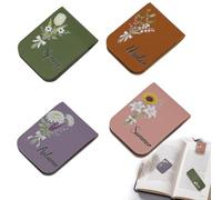 4PCS Personalized Bookmarks for Women, Leather Magnetic Bookmarks Set with Four Seasons Floral Designs - Cute Reading Gifts for Book Lovers Teachers Readers