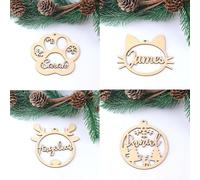 4Pcs Personalized Christmas Snowflake Ball Custom Laser Cut Baubles Different Name Ornament Christmas Hanging Gift Tree Wooden Tags (C,4 pcs)
