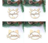 4Pcs Personalized Christmas Snowflake Ball Custom Laser Cut Baubles Different Name Ornament Christmas Hanging Gift Tree Wooden Tags (F,4 pcs)