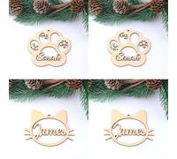 4Pcs Personalized Christmas Snowflake Ball Custom Laser Cut Baubles Different Name Ornament Christmas Hanging Gift Tree Wooden Tags (D,4 pcs)