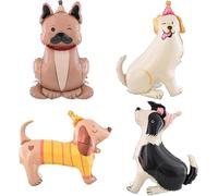 4PCS Pet Dog Foil Balloons 4D Standing Cute Puppy Balloons Walking Animal Foil Mylar Balloon for Baby Shower Dog Theme Party Birthday Decorations