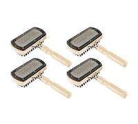 4PCS Pet Grooming Brush, Wooden Dog Double Sided Pet Brushs, Bristle Soft Wooden Puppy Massage Comb For Dogs & Cat Long Or Short Haired (GY)