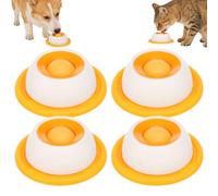 4Pcs Pet Lick Mat Bowl,Anti-Slip Slow Feeder Cat Bowl,Dog Licks Roll Ball,Non-Slip Licking Bowls Enrichment Toys for Cat/Dog Calming & Anxieties Relief(yellow,4)