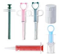 4PCs Pet Medication Kit - Cat Pill Shooter, Liquid Syringe, Anti-Choke Dispenser with Measure Cup, and Pill Cutter & Grinder | Perfect for Liquid & Solid Medications for Dog Cat Kitten | Safe & Easy