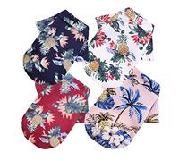 4pcs Pet Summer Shirt Casual Button Down Hawaiian Style for Dogs and Cats Lightweight Beach Clothes for Outdoor Activities and Photography