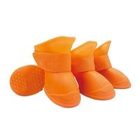 4Pcs Pet WaterProof Rainshoe Anti-slip Rubber Boot For Small Medium Large Dogs Cats Outdoor Shoe Dog Ankle Boots Pet Accessories(Orange,XL)