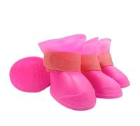 4Pcs Pet WaterProof Rainshoe Anti-slip Rubber Boot For Small Medium Large Dogs Cats Outdoor Shoe Dog Ankle Boots Pet Accessories(Pink,M)