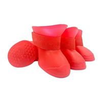 4Pcs Pet WaterProof Rainshoe Anti-slip Rubber Boot For Small Medium Large Dogs Cats Outdoor Shoe Dog Ankle Boots Pet Accessories(Red,S)