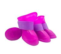 4Pcs Pet WaterProof Rainshoe Anti-slip Rubber Boot For Small Medium Large Dogs Cats Outdoor Shoe Dog Ankle Boots Pet Accessories(Purple,XXL)