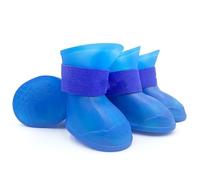 4Pcs Pet WaterProof Rainshoe Rubber Boot For Dogs Cats Outdoor Shoe Dog Ankle Boots Pet Accessories blue M