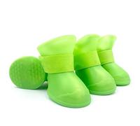 4Pcs Pet WaterProof Rainshoe Rubber Boot For Dogs Cats Outdoor Shoe Dog Ankle Boots Pet Accessories green M