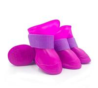 4Pcs Pet WaterProof Rainshoe Rubber Boot For Dogs Cats Outdoor Shoe Dog Ankle Boots Pet Accessories purple M