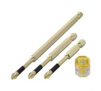 4PCS PH2 Cross Screwdriver Bit Set with Magnetizer, 1/4 Inch Hex Shank for Driver, Anti-Slip Batch Head Drill Bits 25-150mm, Alloy Steel(70+90+150mm)