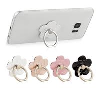 4pcs Phone Ring Holder Kickstand Flower Finger Ring Grips Stand 360° Rotation 180° Flip Metal Universal Accessories Compatible with Smartphone, MobilePhone