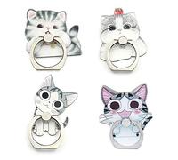 4Pcs Phone Ring Holder Stand, Cute Dogs Cats Animal Phone Stand Holder 360 Rotation Finger Ring Grip for Cellphones (Cats Ring Grip)
