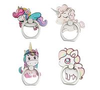 4Pcs Phone Ring Holder Stand, Cute Unicorn Butterfly Phone Stand Holder 360 Rotation Finger Ring Grip for Cellphones (Unicorn Phone Grip)