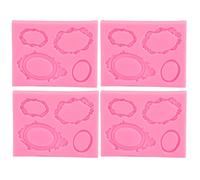 4pcs Picture Frames Silicone Mold Cake Decorating Photo Frame Chocolate Making Mold Easy to Create Detailed Shapes DIY Molds for Cake Chocolate Candle Resin Plaster Pink Silicone