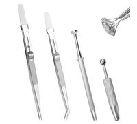 4Pcs Piercing Ball Grabber Tool Set, Piercing Tools for Changing Jewelry, Stainless Steel Jewelry Locking Tweezers for Small Parts, Tiny Objects, IC Chip, Electronic Components