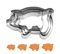 4pcs Pig Cookie Cutters, 4 Sizes Stainless Steel Mexican Bread Mold Cute Pig Baking Molds for Cookies Practical Animal Shaped Baking Supplies (Silver)