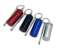 4PCS Pill Box Keyring, with Tiny Spoon, Mini Aluminum Pill Box, Pocket Size, Small Airtight Case, Medicine Bottle Cash Stash Holder for Traveling Outdoors Camping