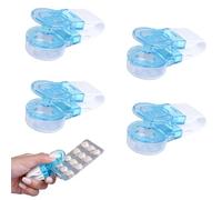 4Pcs Pill Dispenser and Blister Pack Opener, Portable Pill Taker Remover Tool with Medicine Box for Elderly and Arthritis Patients, Easy to Use Tablets Extractor for Travel and Home Use