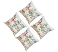 4PCS Pillowcase Christmas Holiday Linen Pillow Covers Snowman Paint Cushion Covers Case For Seasonal Decoration Pillow Cover