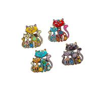 4Pcs Pin Badges, Colorful Flower Cat Brooch Pins Badges Set for Backpacks, Clothing, and Hat Decorations Novelty Accessories Gifts for Women Girls Birthday Gift