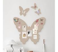 4Pcs Pin Board Butterfly Cork Board 16x19 Inch Foldable Butterfly Wings Felt Bulletin Boards 3D Butterflies Wall Decoration Corkboard for Bedroom School Office Home Decor (Khaki)