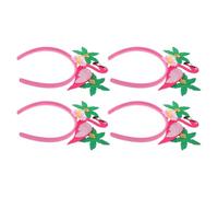 4pcs Pink Flamingo Headbands for Tropical Party Dress | Fabric Felt Plastic Build, Artificial Floral Crown Style, Adults Costume Enthusiasts, Pool Gatherings