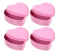 4pcs Pink Heart Shaped Tinplate Candy Gift Packaging Box | Sturdy Portable Storage, Decorative Pink Finish, Suitable for Candy, Chocolate, Dessert, Cookies