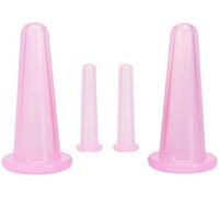 4Pcs Pink Mini Massage Cupping Set Silicone Facial Cups Face Massager Helper Skin Care Massage Tools Neck Back Eyes Massaging Cup Safe to Use, Don't Worry About Burns