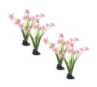4pcs Pink Plastic Aquarium Plant Decoration for Fish Tanks and Bowls