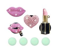 4PCS Pink/Red Lips Air Vent Clips, Kiss Heart Shape Car Air Fresheners Vent Clip Rhinestone Car Aromatherapy Clip for Women