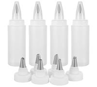 4pcs Piping Bottles for Icing 180ml Plastic with Tips for Baking