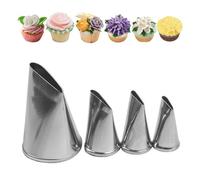 4pcs Piping Nozzle Tips Cream Cake Decorating Cupcake Fondant Cake Stainless Steel Narrow Opening Make Flower Rose Petal