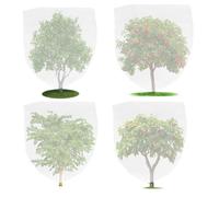 4PCS Plant Nets Fine Mesh,Fruit Tree Netting,Insect Bird Barrier Netting Mesh, with Drawstring and Nylon Cable Ties, for Protect Plant Fruits Flower from Insect Bird Eating(2.3ft X 3.5 ft,0.7×1m)