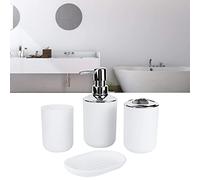 4pcs Plastic Bathroom Accessory Set, Plastic Soap Dispenser and Toothbrush Holder Set Toothbrush Holder Toothbrush Cup Soap Dispenser Bottle Soap Dish (White)
