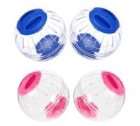 4pcs Plastic Hamster Running Ball Exercise Wheel for Small Pets | Ventilation Holes and Lock System, View for Cage Enrichment, Portable Playtime and Mental Enrichment