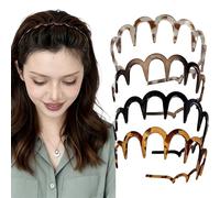 4Pcs Plastic Headbands for Women, Non-Slip Zig Zag Headband with Teeth, High Cranium U-Shape Wavy Hair Comb, Retro 90s Korean Women's Fashion Headbands, Cute Gifts for Teen Girls