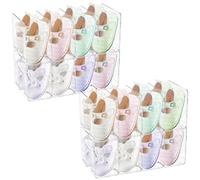 4Pcs Plastic Kids Shoe Divider Rack Generous Capacity Stackable Clear Handbag Storage Divider with 4 Slot for Bedroom Closet Dorm Rooms