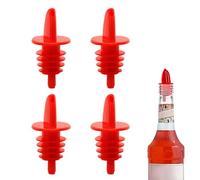 4pcs Plastic Liquor Bottle Pourers Black- 6 Pack Classic Bottle Pourers for Alcohol, Leak-Proof, Dishwasher-Safe Pour Spouts for Liquor Bottles (Red)