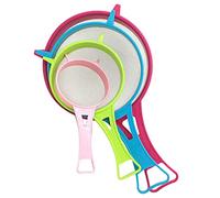 4Pcs Plastic Mesh Strainer Set, Mini Sieve Funnel for Kitchen, Small Scoop Colander for Food Particles, Flour Sifter in 4 Sizes (17.5 15 11.5 8.5cm), Multicolor