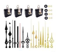 4PCS Plastic Metal Clock Movement Units and 6PCS Metal Hands Kit for Building or Restoring Functional Wall Clocks at Home (C)