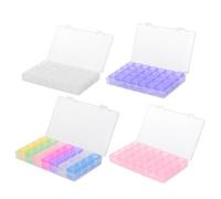 4pcs Plastic Nail Art Beads Organizer Boxes with 28 Compartments, Portable and Easy to Store Storage Cases for Small Art Projects and DIY