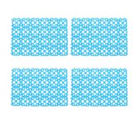 4Pcs Plastic Non-slip Floor Mat for Small Pets, Blue Bathroom Use | Splicing Design, Rounded Edging, Hollow Holes, Break-Resistant Build, for Rabbit Paws and Kennel Flooring