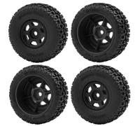 4Pcs Plastic Rubber Wheels Tires With Rims Compatible Compatible with 1 14 Scale Off Road RC Cars Like MOJAVE GROM MEGA 380 Upgrade Parts(Black)