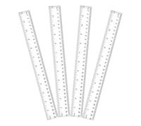 4Pcs Plastic Ruler Set, 30cm/12in Clear Ruler Kit, Transparent Straight Measuring Tool, Straight Rulers with Centimetre (cm) and Inch (in) Scales for Student Classroom School Office Home
