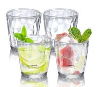 4pcs Plastic Tumblers for Adults, Acrylic Plastic Glasses Reusable Drinking Glasses 310ml, Plastic Cups Beakers Cocktail Glasses Whiskey Glasses for Juice Beer Wine, for Picnic Camping Party (Clear)